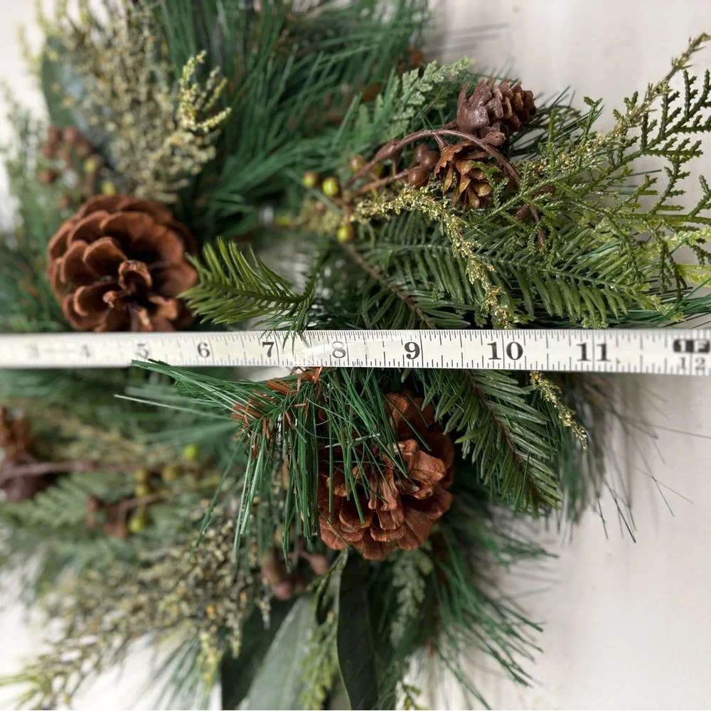 Festive Green Pinecone Holiday Wreath